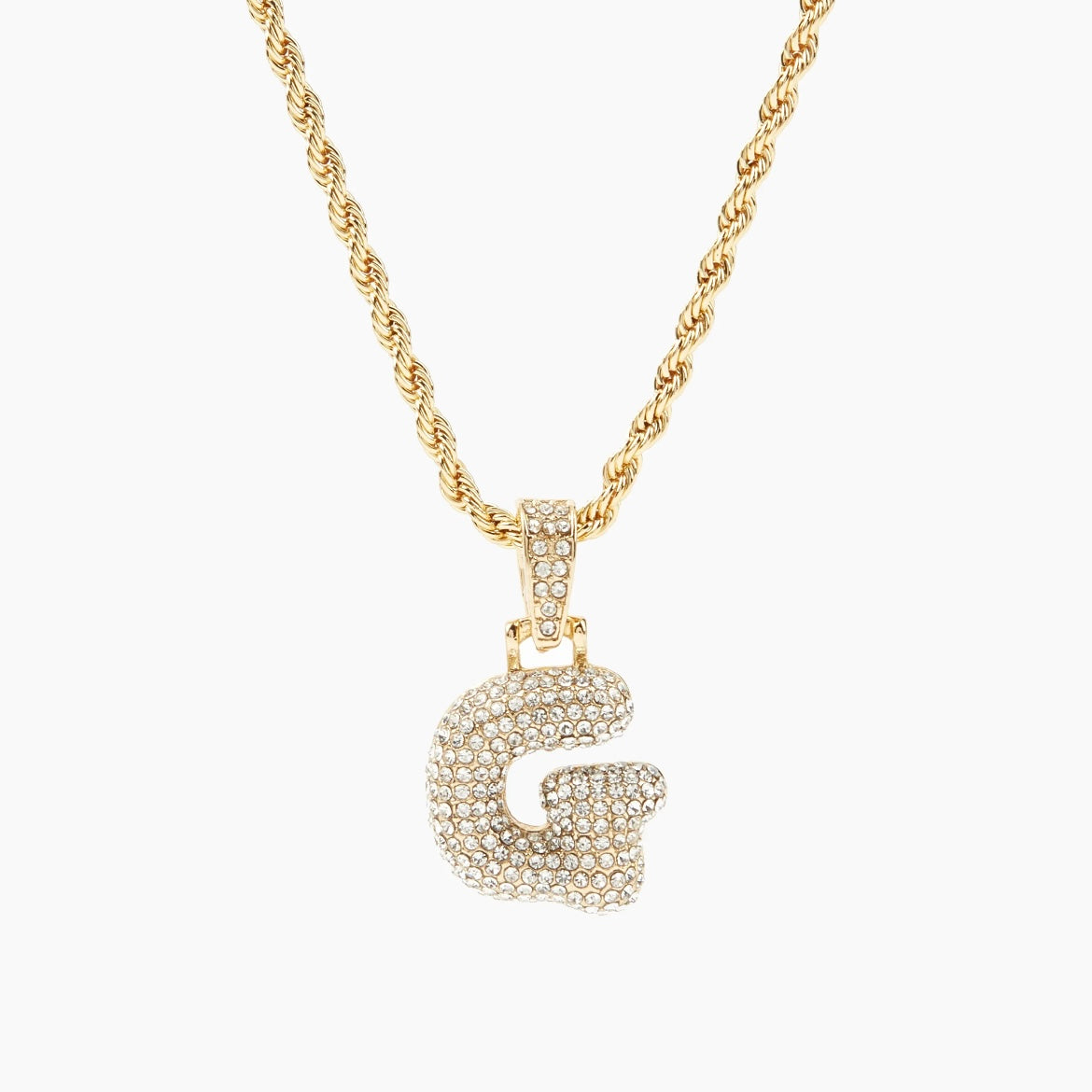 Gold Bubble Letter Necklace