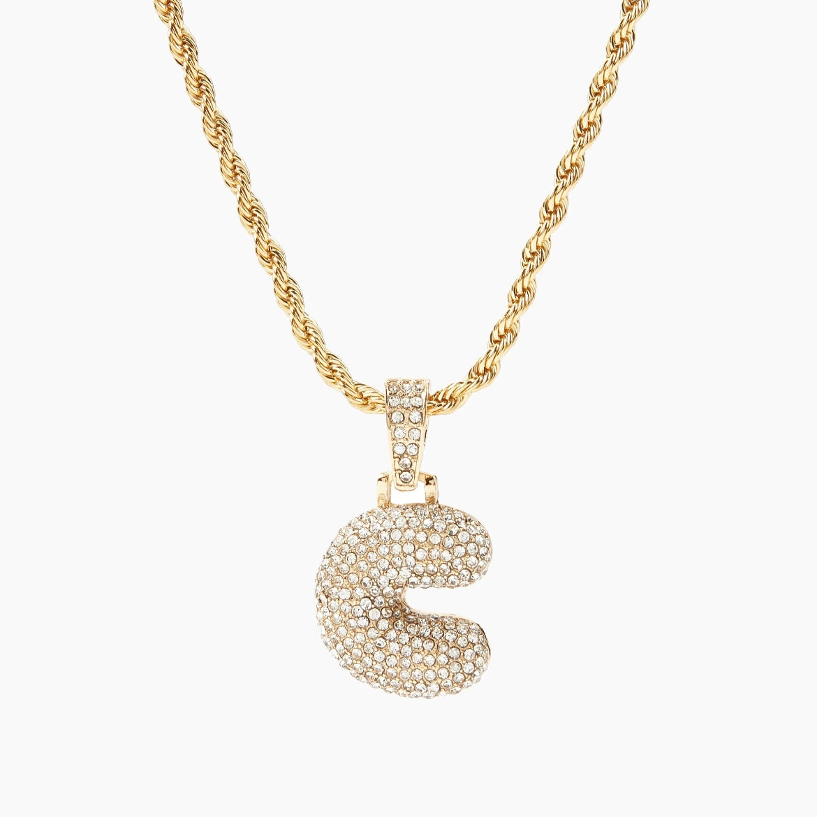 Gold Bubble Letter Necklace