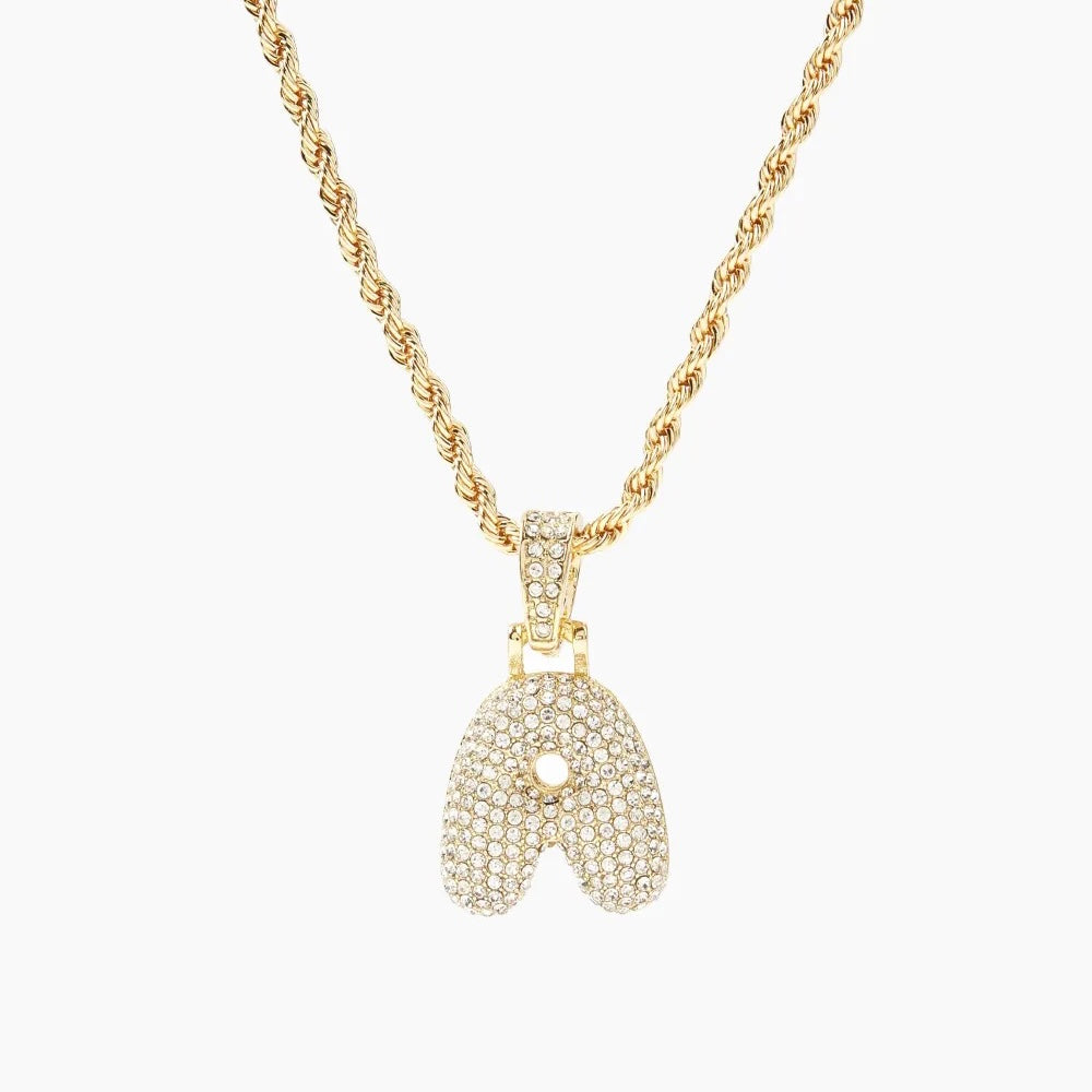 Gold Bubble Letter Necklace