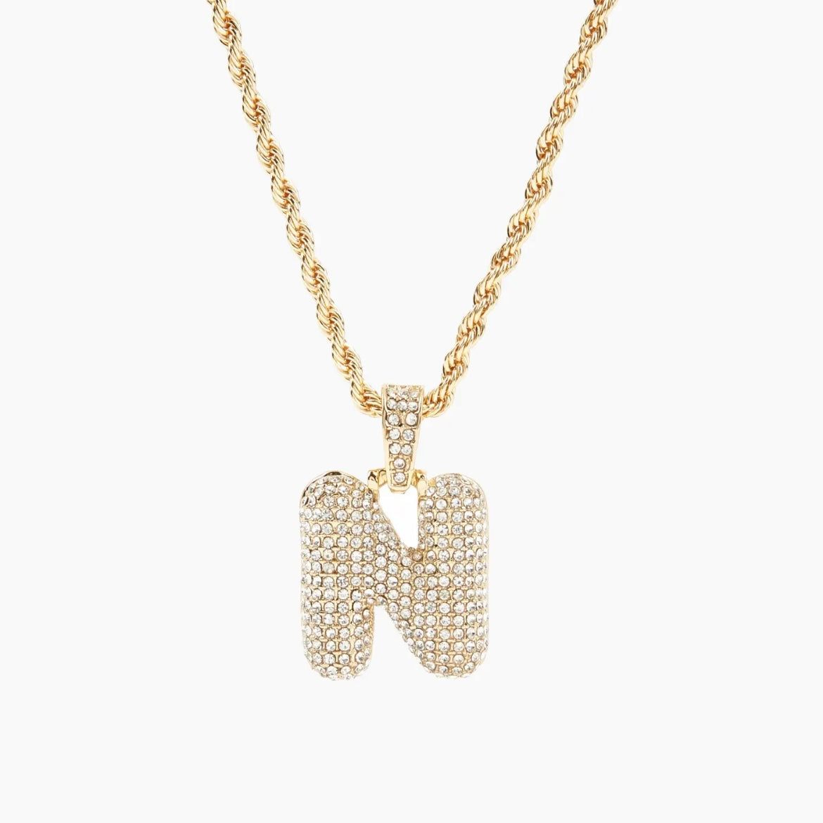 Gold Bubble Letter Necklace