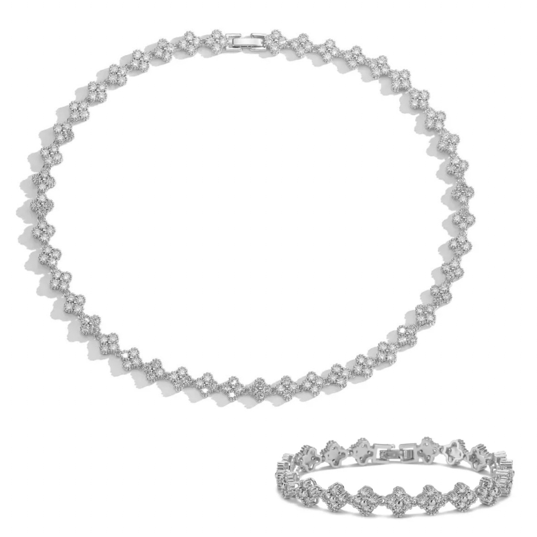 Valencia Necklace & Bracelet Set Silver