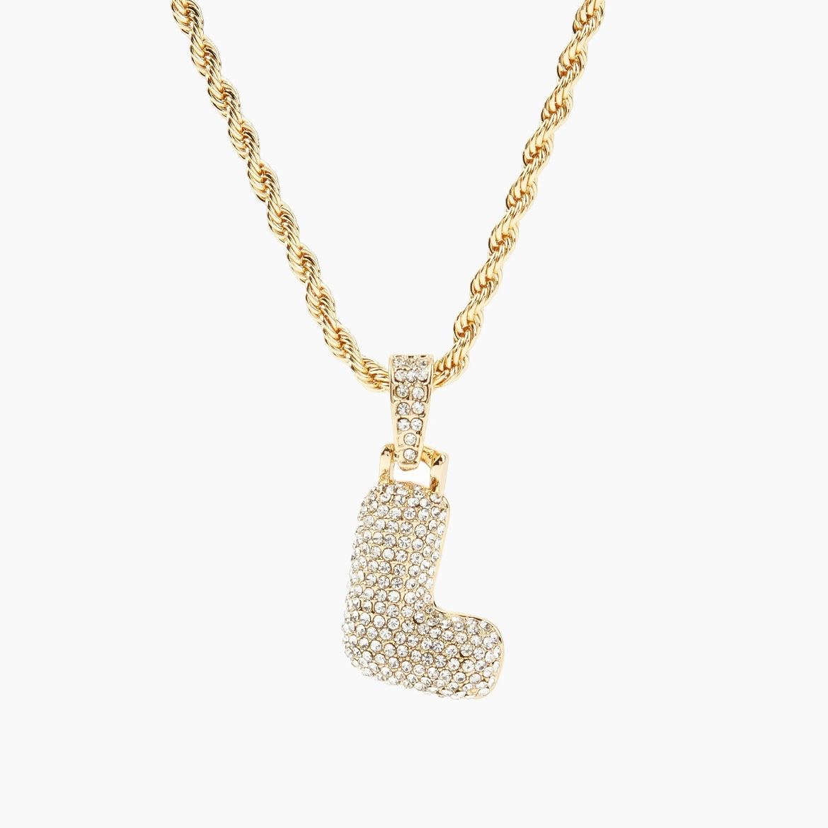 Gold Bubble Letter Necklace