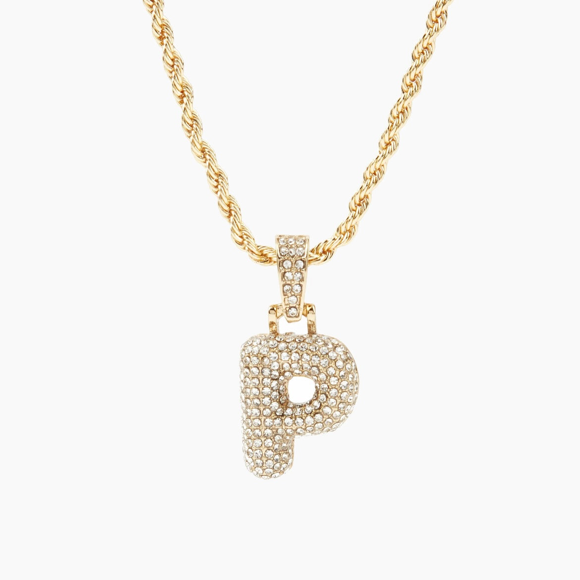 Gold Bubble Letter Necklace